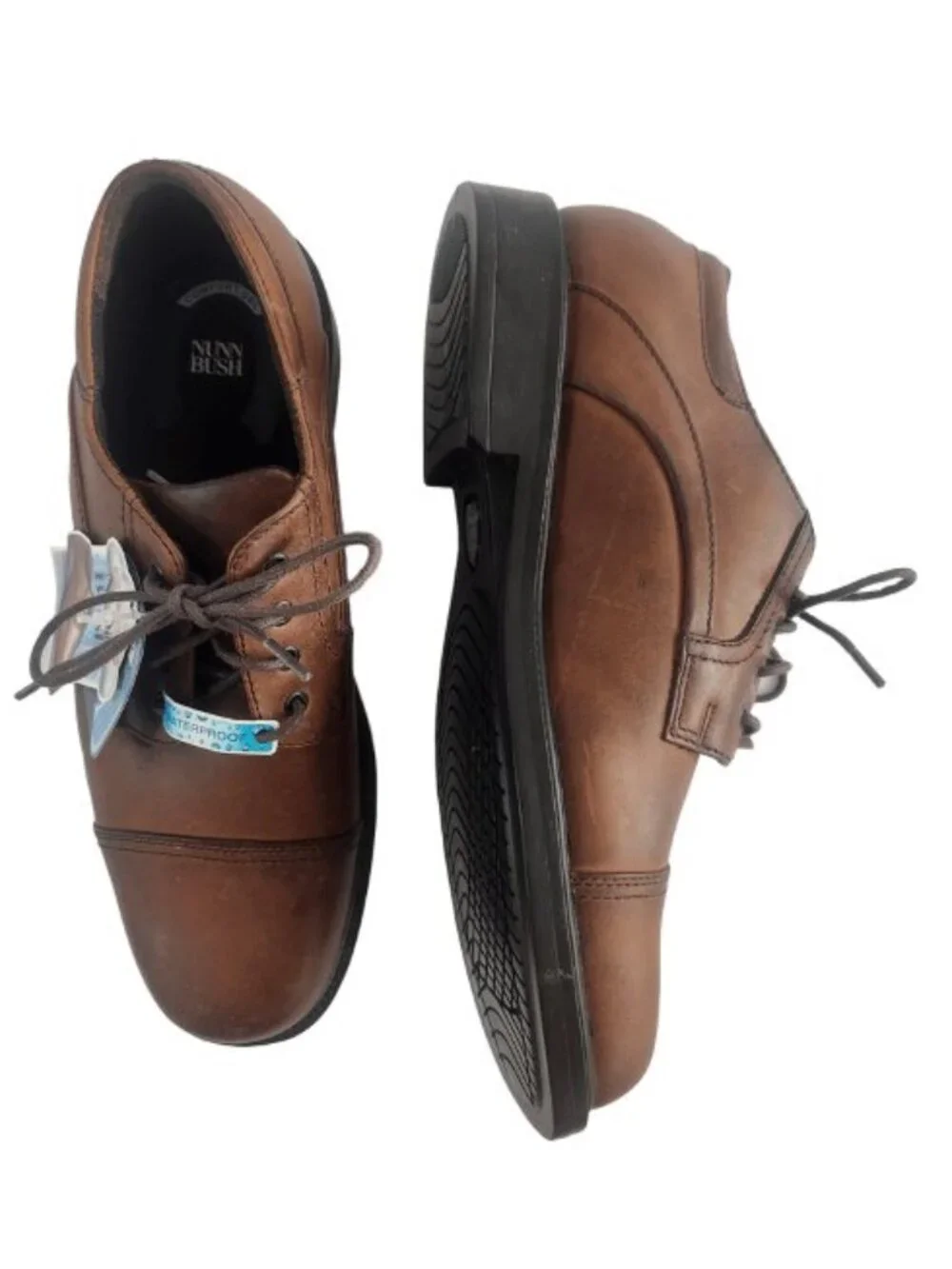 Nunn Bush Men's Brown Waterproof Leather Cap Toe Oxford Shoes 81480-02 Size 9.5M